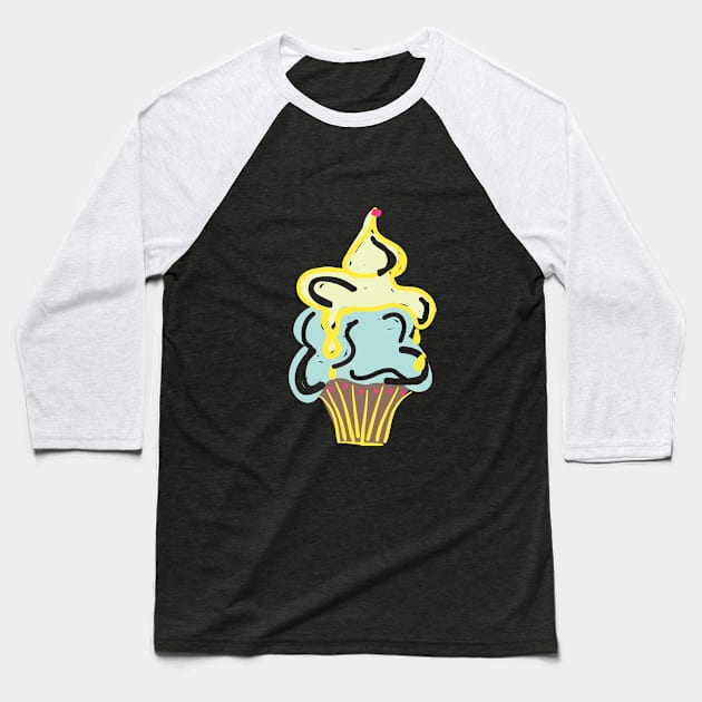 YELLOW BLUE ICE CREAM Baseball T-Shirt by aroba